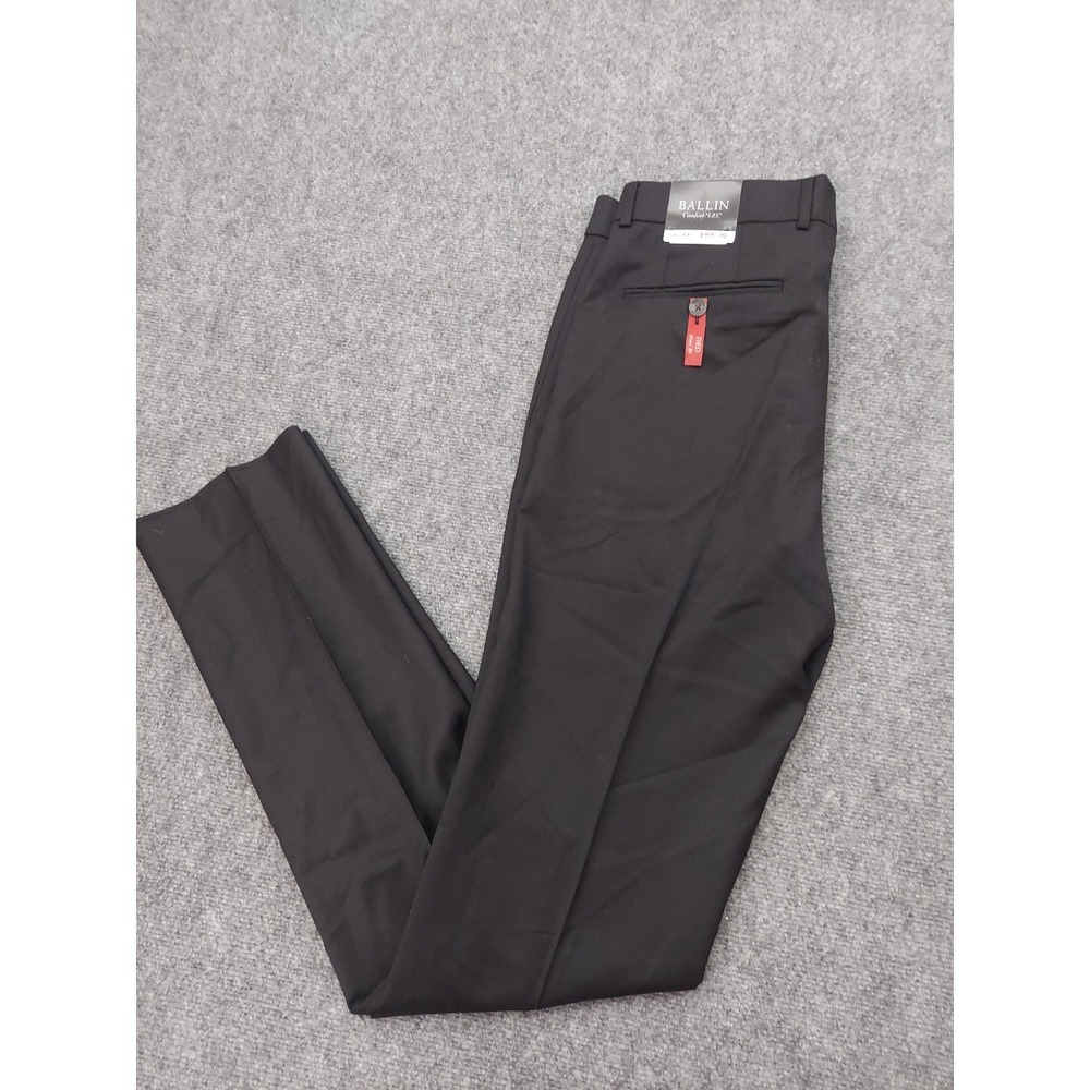 Ballin Dress Pants Mens 33 Black Comfort Eze THEO Super 120s Wool Unhemmed NWT
